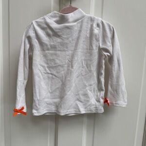 Bonnie Jean 2T Girls White Long Sleeve Tee Shirt Blouse Turtleneck Orange Bow